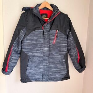 Pacific Trail Vibrant Red and Gray Winter Ski Jacket with Hood‎ Size L (14/16)